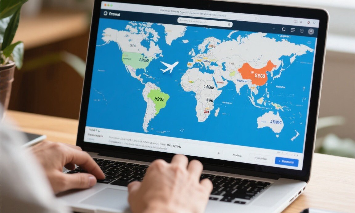 Flight price comparison across different VPN server locations