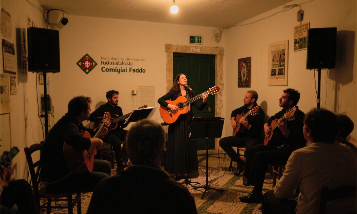Local fado performance at a community center in Alfama, Lisbon