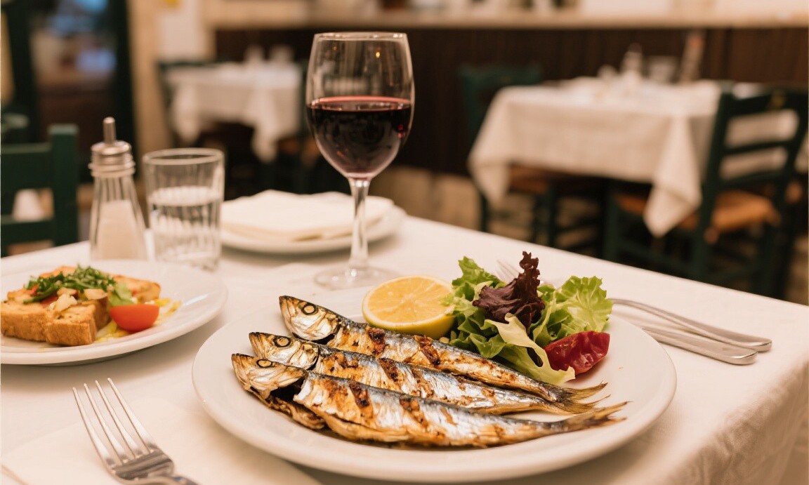 Affordable seafood meal at a Lisbon restaurant