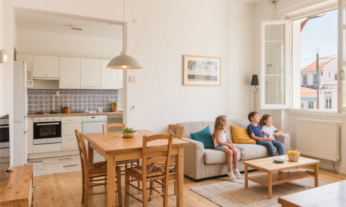 Family apartment with kitchen in Lisbon for budget travel