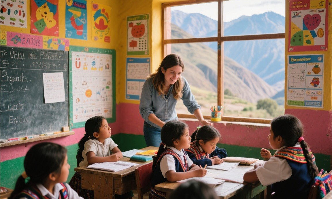 Teaching English at a primary school in Peru through Volunteers Peru