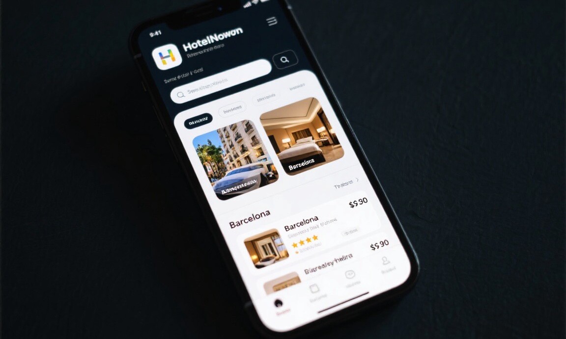 HotelTonight app showing same-day deals in Barcelona