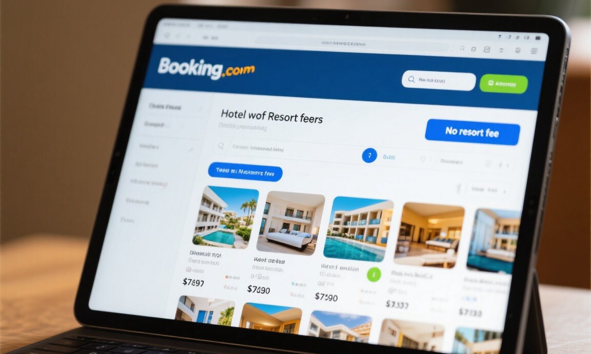 Booking.com filter for hotels without resort fees
