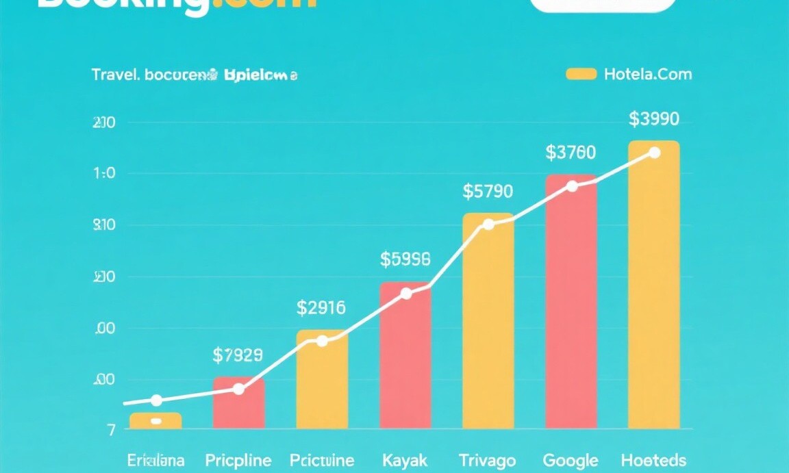 Price comparison chart across seven booking websites
