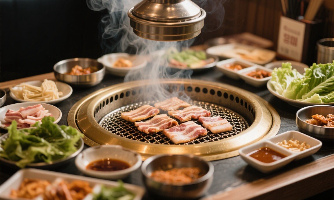 Korean barbecue with unlimited pork belly in Seoul