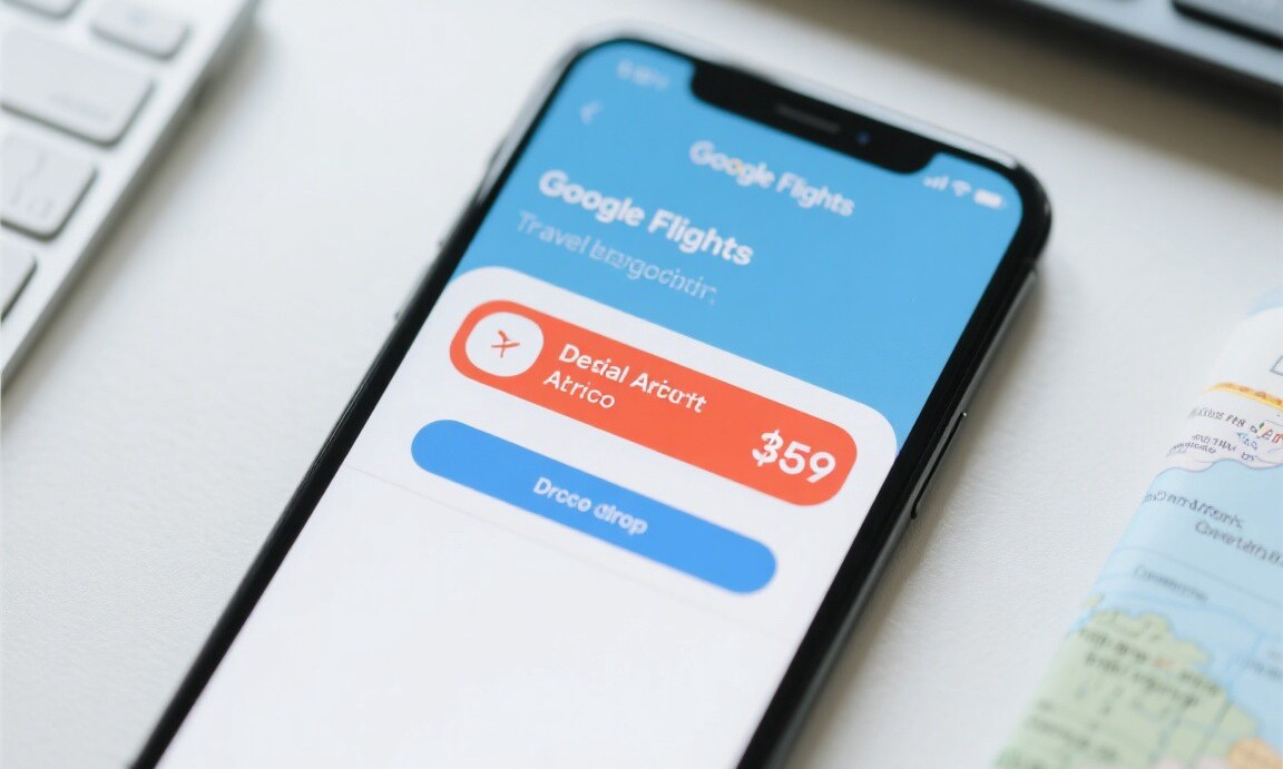 Google Flights price alert notification on smartphone