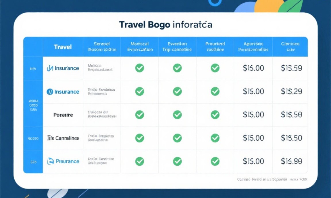 Travel insurance policy comparison chart