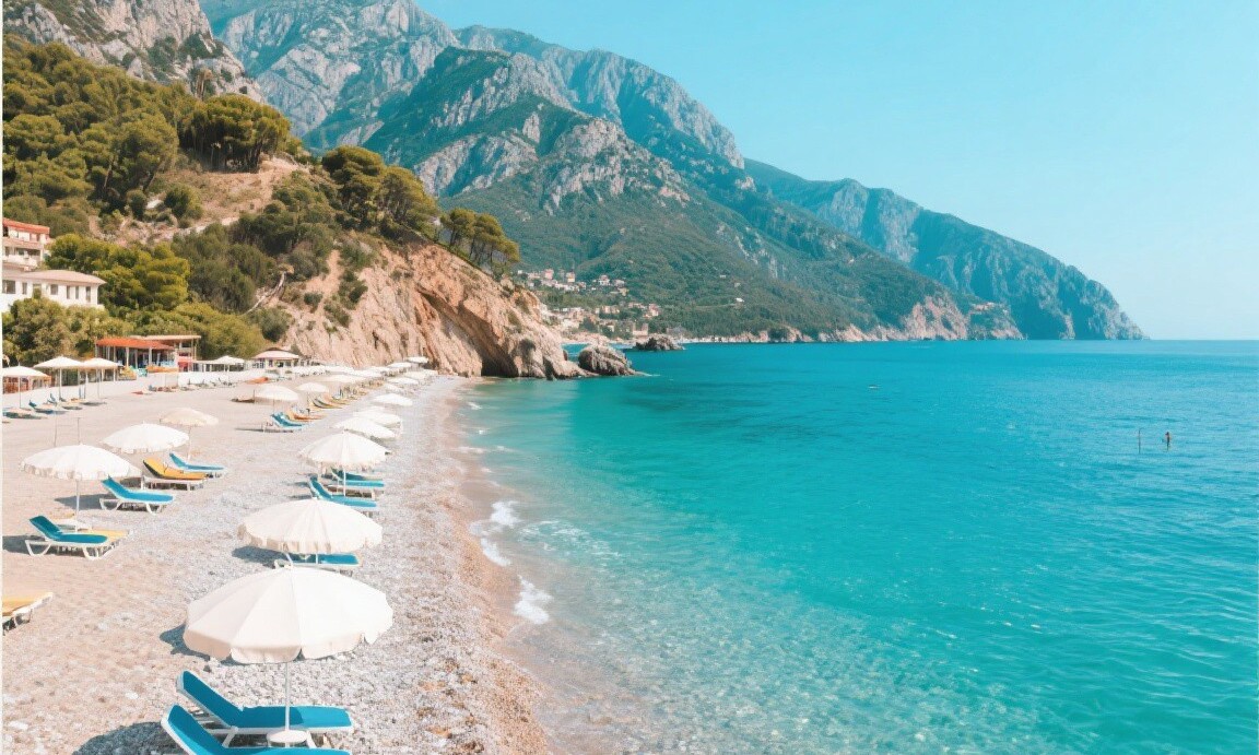 Dhermi beach on the Albanian Riviera