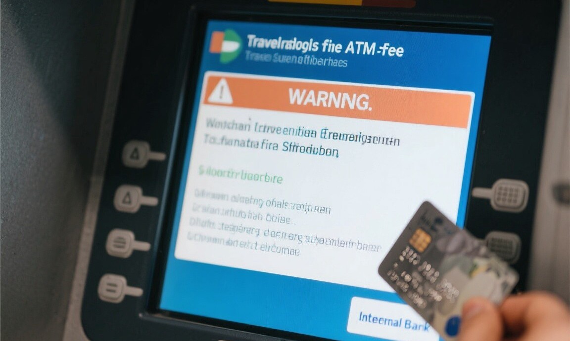 ATM fee notice on a foreign ATM