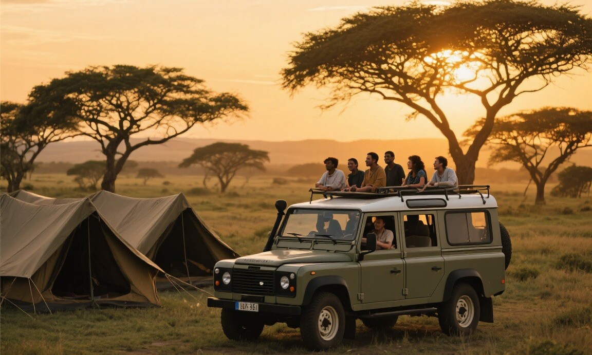 Group camping safari in the Masai Mara, Kenya