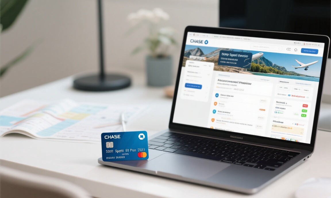 Chase Sapphire Preferred card with travel booking on laptop