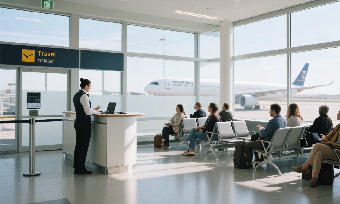 Gate area where upgrade decisions are made before boarding
